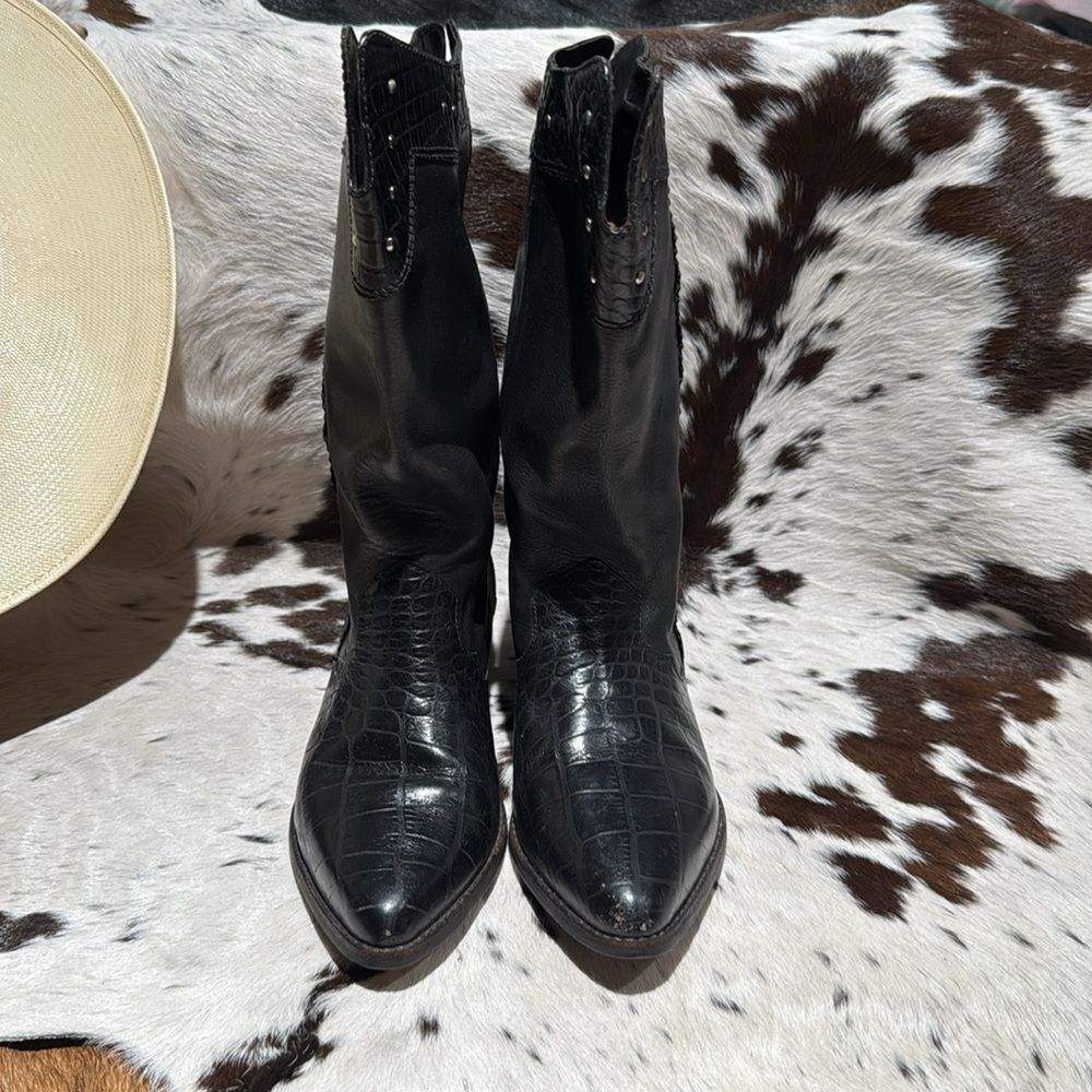 MARC ALPERT 100% LEATHER WESTERN STUDDED BOOTS BURNING MAN SIZE ‎ 8.5 T1 - Picture 5 of 12